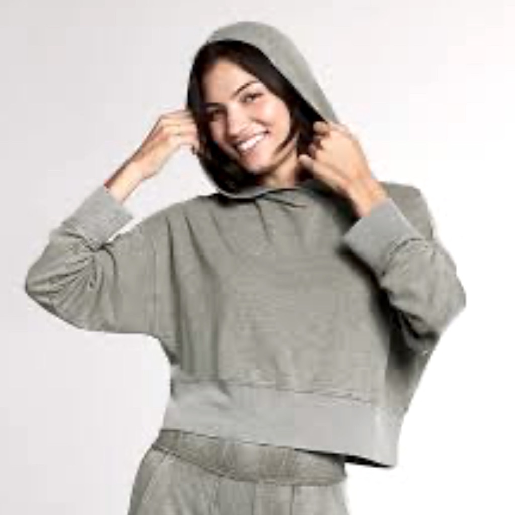 Yummy Sweater Co. Cropped, Gray Hoodie, Size Medium.